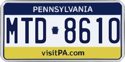PA license plate MTD8610