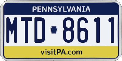 PA license plate MTD8611