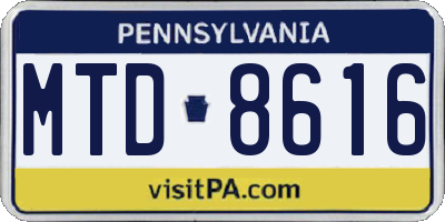 PA license plate MTD8616