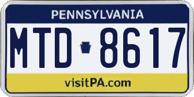 PA license plate MTD8617