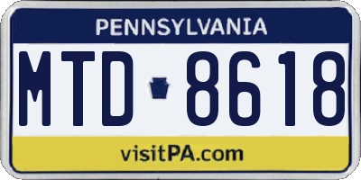 PA license plate MTD8618