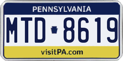 PA license plate MTD8619