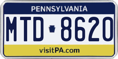 PA license plate MTD8620