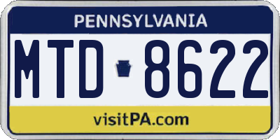 PA license plate MTD8622
