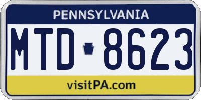 PA license plate MTD8623