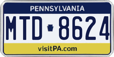 PA license plate MTD8624