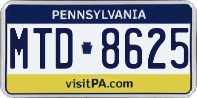 PA license plate MTD8625
