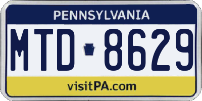 PA license plate MTD8629