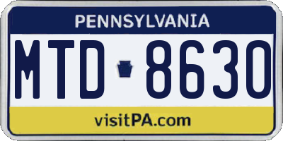 PA license plate MTD8630