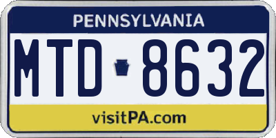 PA license plate MTD8632