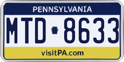 PA license plate MTD8633