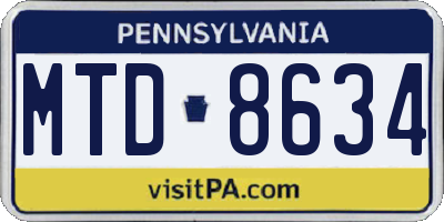 PA license plate MTD8634