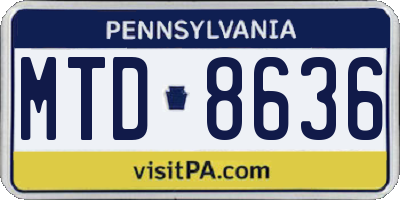 PA license plate MTD8636