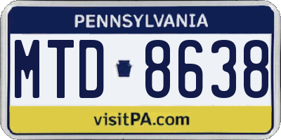 PA license plate MTD8638