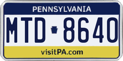 PA license plate MTD8640