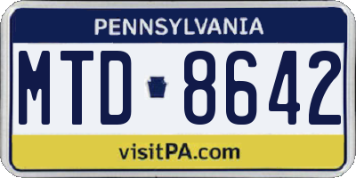 PA license plate MTD8642