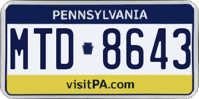 PA license plate MTD8643