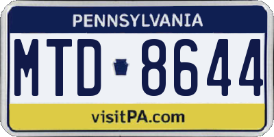 PA license plate MTD8644