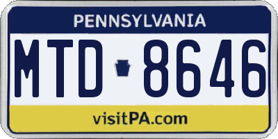 PA license plate MTD8646