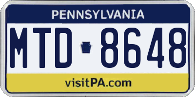 PA license plate MTD8648