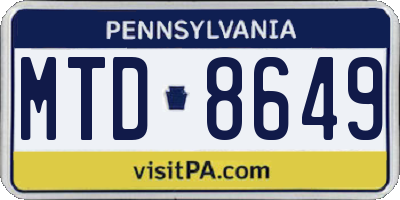 PA license plate MTD8649