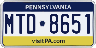 PA license plate MTD8651