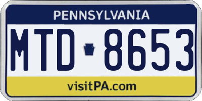 PA license plate MTD8653
