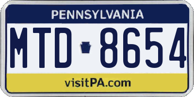 PA license plate MTD8654