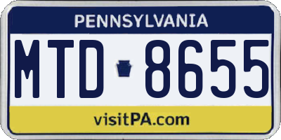 PA license plate MTD8655