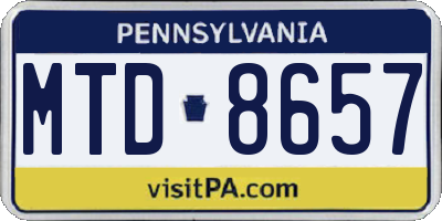 PA license plate MTD8657