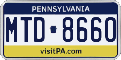 PA license plate MTD8660