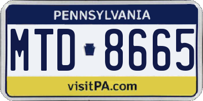 PA license plate MTD8665