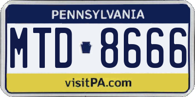 PA license plate MTD8666
