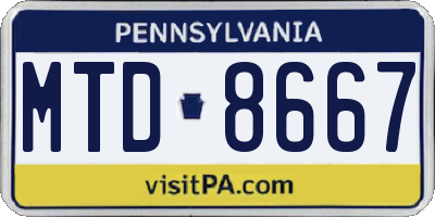 PA license plate MTD8667