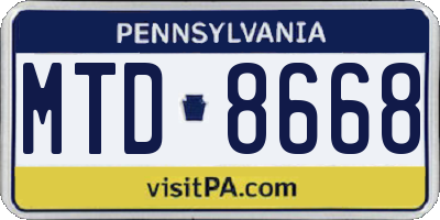 PA license plate MTD8668