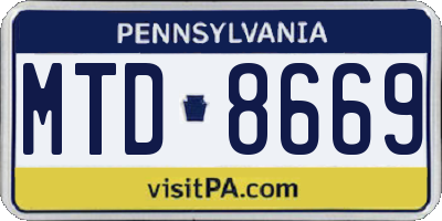 PA license plate MTD8669
