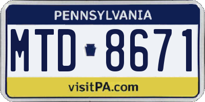 PA license plate MTD8671