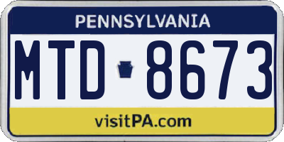 PA license plate MTD8673