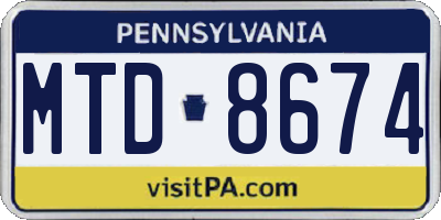 PA license plate MTD8674