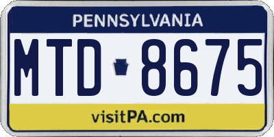 PA license plate MTD8675