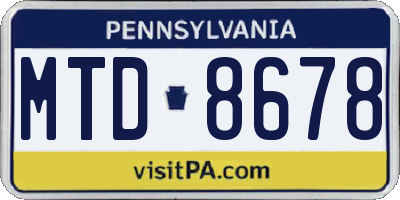 PA license plate MTD8678