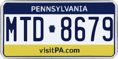 PA license plate MTD8679