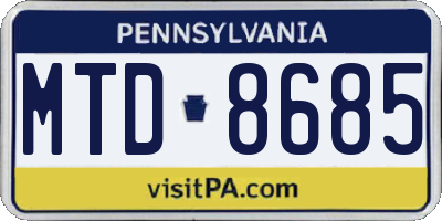 PA license plate MTD8685