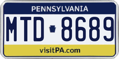 PA license plate MTD8689