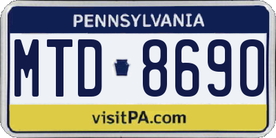 PA license plate MTD8690