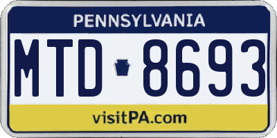 PA license plate MTD8693