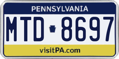 PA license plate MTD8697
