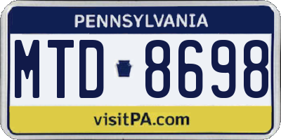 PA license plate MTD8698