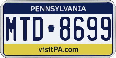 PA license plate MTD8699