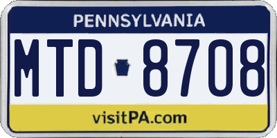 PA license plate MTD8708